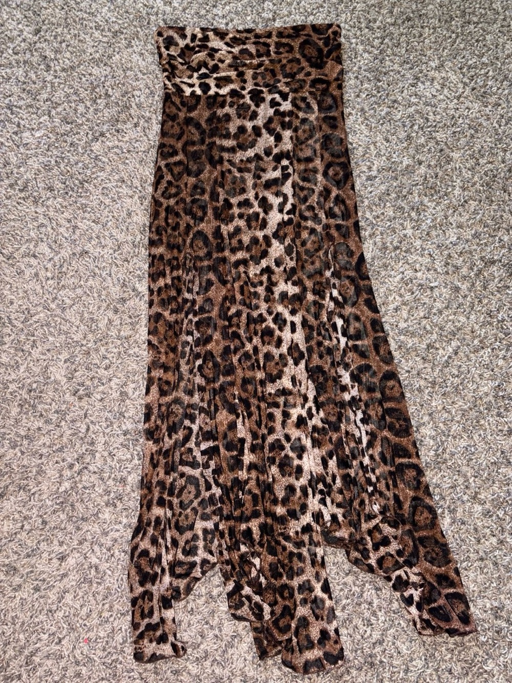 Leopard Print Maxi Skirt in Brown